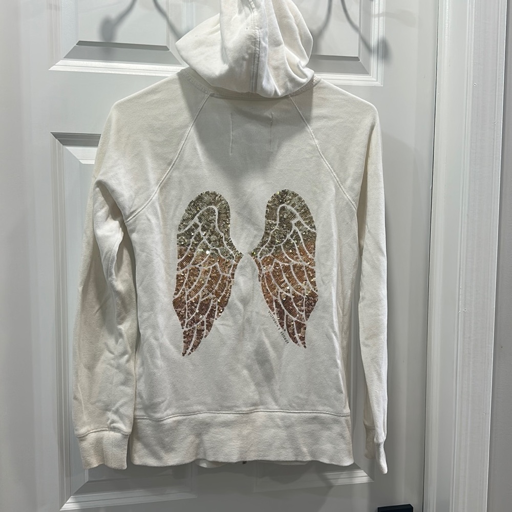Victoria’s Secret White Sequin Angel Wings Zip-up